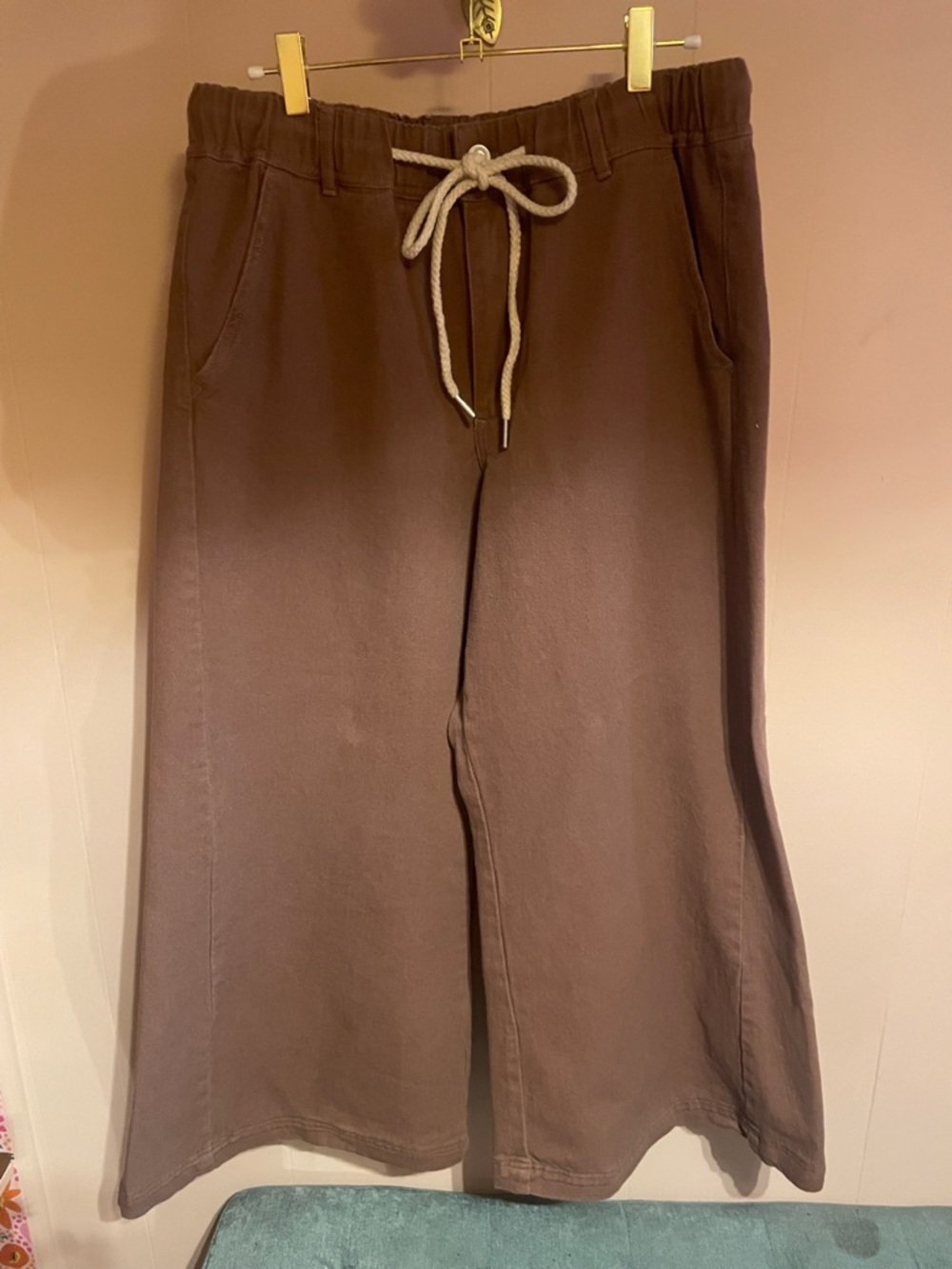 Wide Leg Drawstring Pants in Chocolate Brown